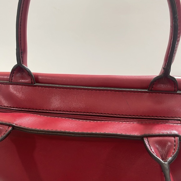 Emilie M Simulated Leather Maroon/Burgundy Handbag - Picture 13 of 14